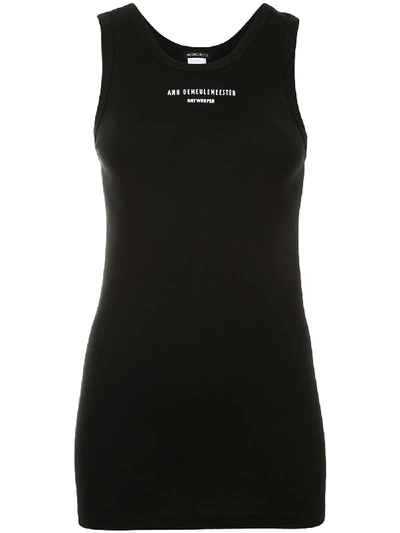 Shop Ann Demeulemeester Logo-print Tank Top In Black