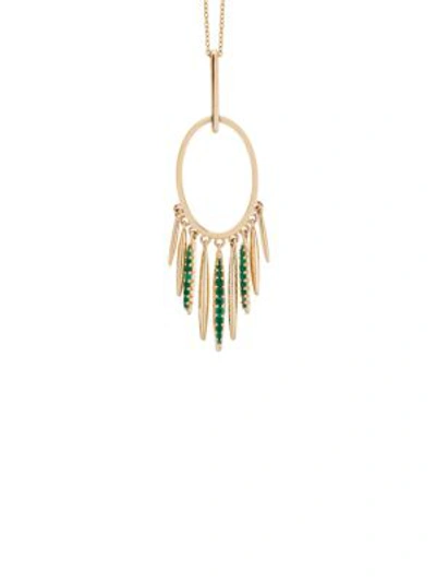 Shop Eyem By Ileana Makri Women's Grass 18k Yellow Gold & Emerald Pendant Necklace