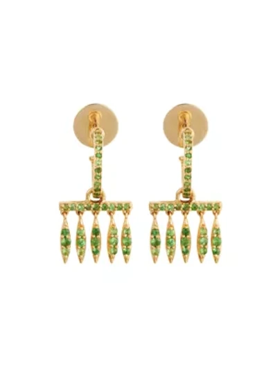Shop Eyem By Ileana Makri Women's Grass 18k Yellow Gold & Tsavorite Fringe Drop Earrings