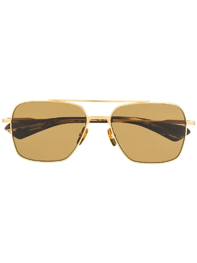 Shop Dita Eyewear Flight Seven Sunglasses In Gold