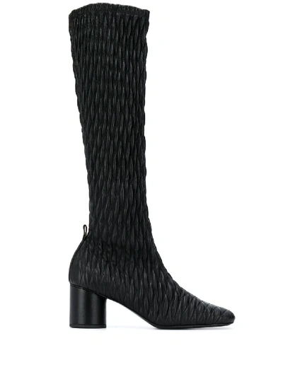 Shop Jil Sander Quilted Paola Knee-high Boots In Black