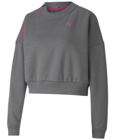 Shop Puma Women's Side-zip Sweatshirt In Medium Gray Heather