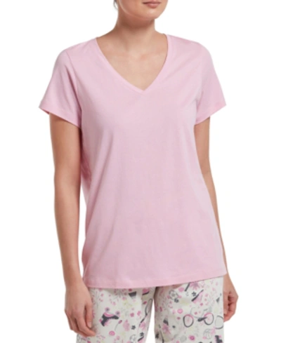Shop Hue Women's Short Sleeve V-neck Pajama Top In Lilac Sachet