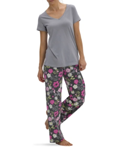 Shop Hue Women's Short Sleeve V-neck Pajama Top In Sleet
