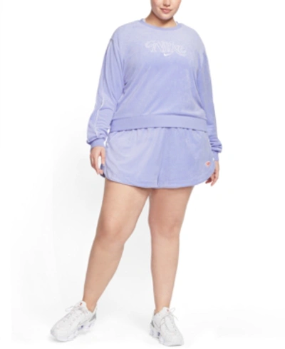Shop Nike Plus Size Cropped French Terry Sweatshirt In Light Thistle