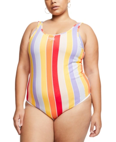 Shop Nike Plus Size Striped Bodysuit In Multi Stripe