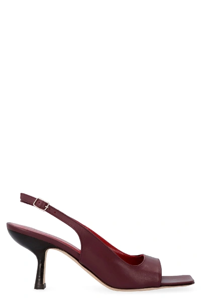 Shop By Far Lopez Leather Sandals In Burgundy