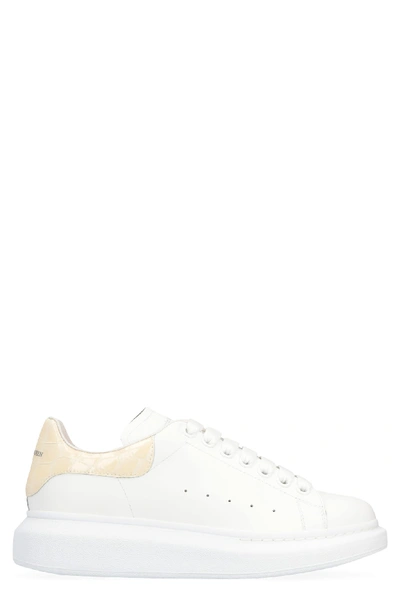 Shop Alexander Mcqueen Larry Leather Sneakers In White