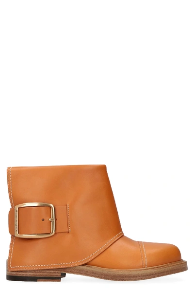 Shop Alexander Mcqueen Leather Ankle Boots In Saddle Brown