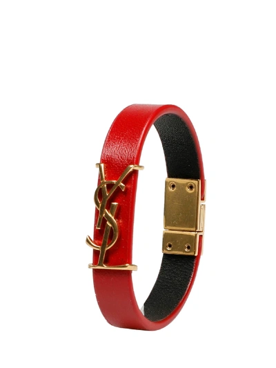 Shop Saint Laurent Ysl Bracelet In Red