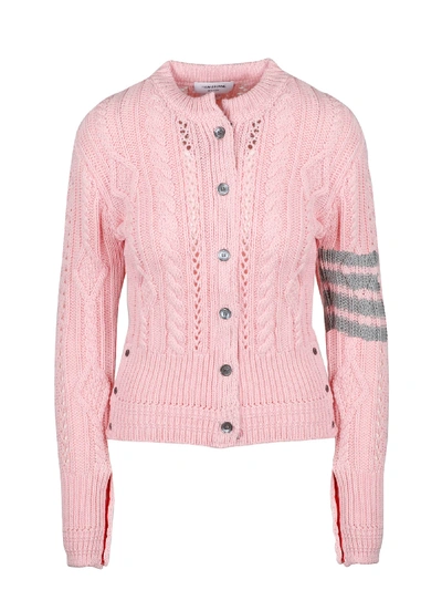 Shop Thom Browne Aran Cable Classic Crewneck In Pink & Purple