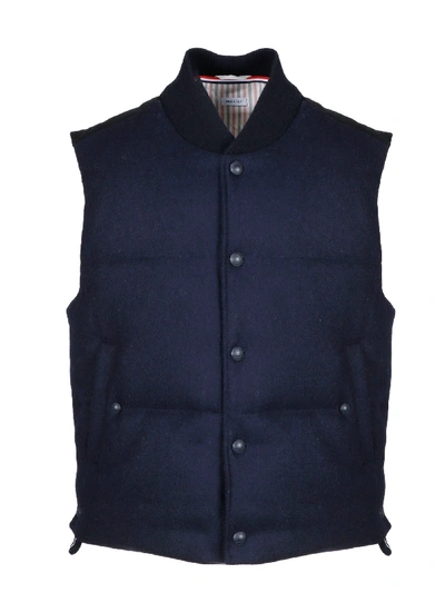 Shop Thom Browne Downfilled Snap Vest In Blue