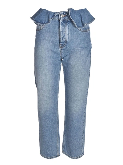 Shop Msgm Light Blue Jeans With Flounce