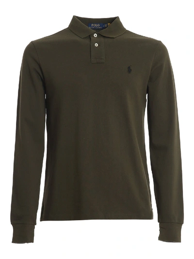 Shop Polo Ralph Lauren Long Sleeve Polo Shirt In Green