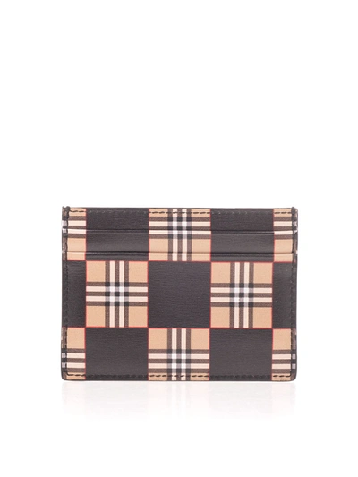 Shop Burberry Cards Holder With Checkerboard Print In Black