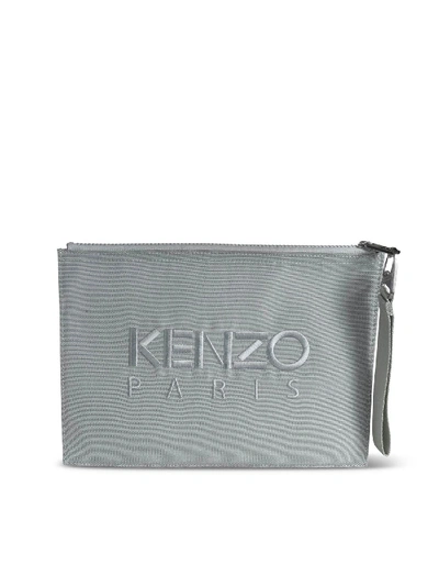 Shop Kenzo Tiger Large Pouch In Green Grey