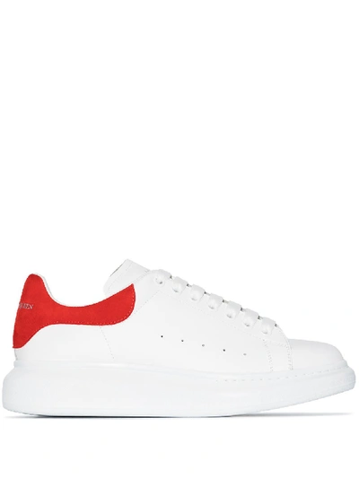 Alexander Mcqueen Men White Low Top Sneakers With Contrasting Heel With Embossed Logo Lettering In L In White