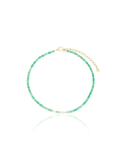 Shay 18kt Yellow Gold Emerald And Diamond Tennis Choker In Yellow Gold