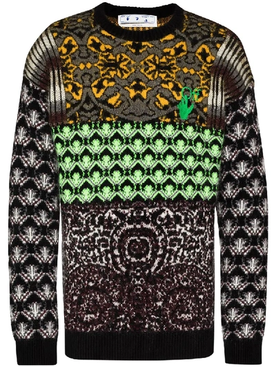 Shop Off-white Persian Fantasy Knitted Jumper In Green