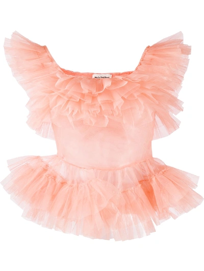 Molly Goddard Sheer Tulle Peplum Top In Orange | ModeSens