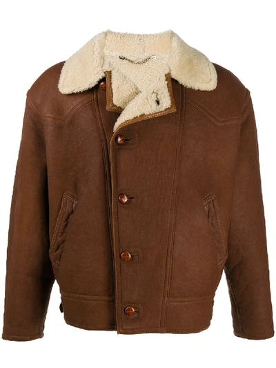 Pre-owned A.n.g.e.l.o. Vintage Cult 1980s Sheepskin Jacket In Brown