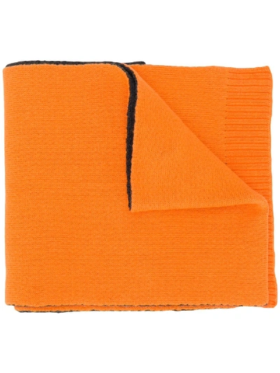 Shop Hugo Boss Logo Embroidered Scarf In Orange