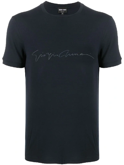 Shop Giorgio Armani Branded T-shirt In Blue
