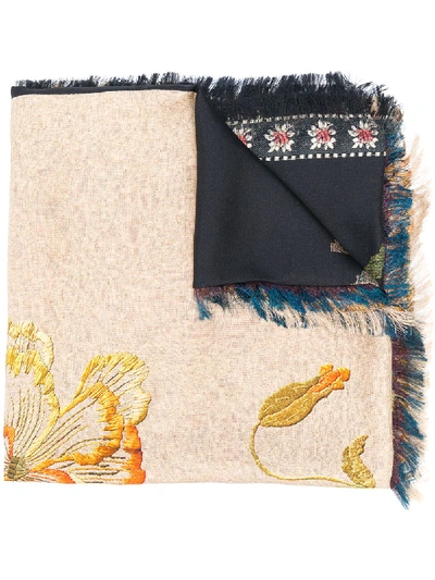 Shop Pierre-louis Mascia All-over Floral Embroidered Scarf In Neutrals