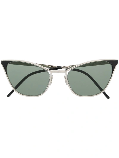 Shop Saint Laurent Cat-eye Frame Sunglasses In Silver
