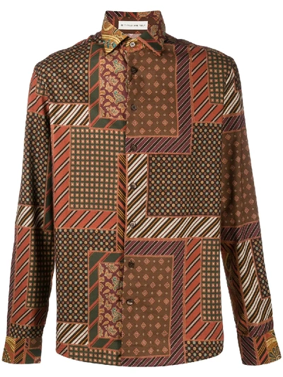 Shop Etro Patchwork Long-sleeve Shirt In Brown