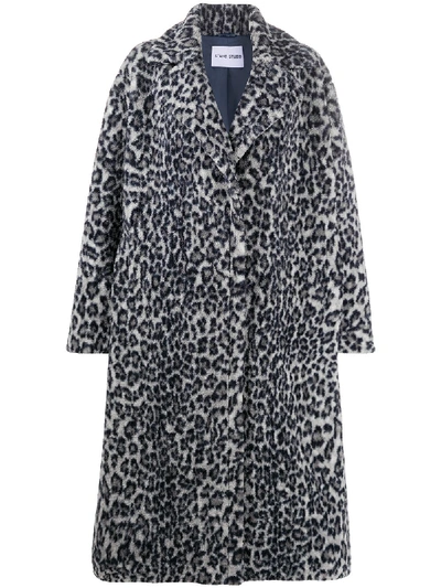 Shop Stand Studio Leopard Print Single Breasted Coat In Grey