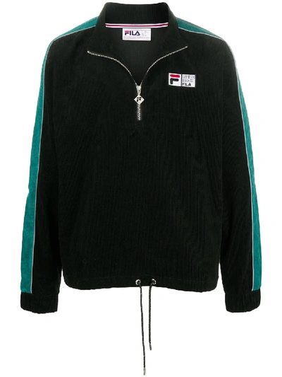 Shop Fila Stripe Trim Pullover Sweatshirt In Black
