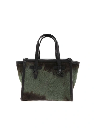 Shop Gianni Chiarini Calf Hair Handbag In Green And Black