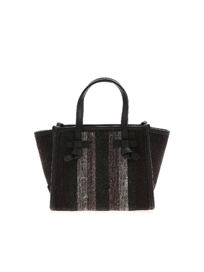 Shop Gianni Chiarini Black Handbag Featuring Shades Of Brown Print