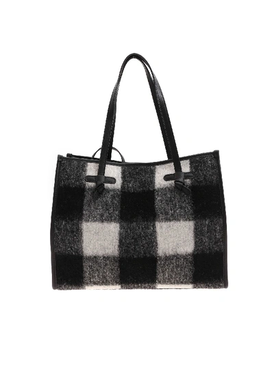 Shop Gianni Chiarini Wool Shopping Bag In Black And White
