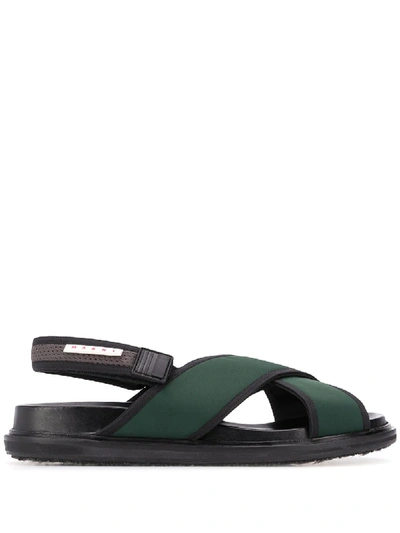 Shop Marni Flat Open-toe Sandals In Green