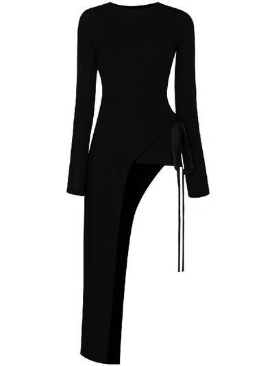 Shop Rosetta Getty Asymmetric Tie-waist Blouse In Black
