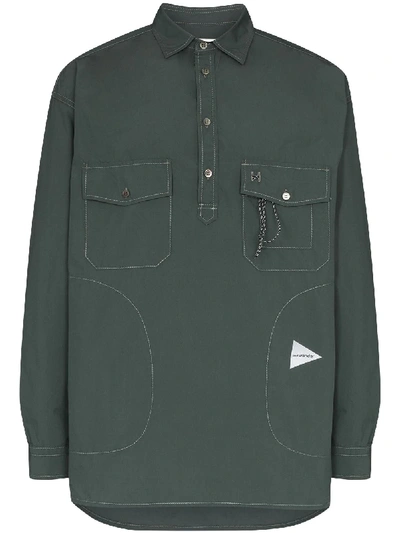 Shop And Wander Button-placket Long-sleeve Shirt In Green