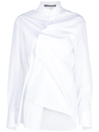 Shop Aganovich Deconstructed Asymmetric Shirt In White