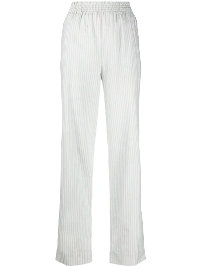 Shop Aganovich Striped Elasticated Waist Trousers In Blue