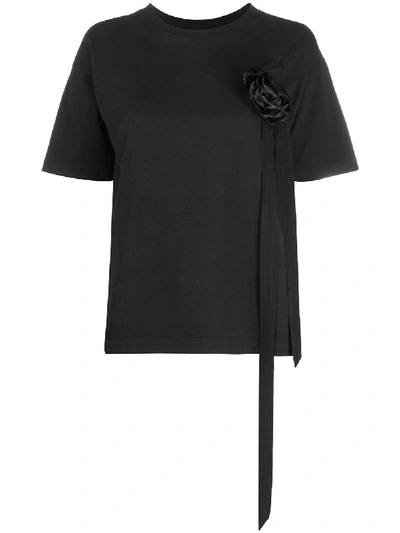 Shop Aganovich Flower Detail T-shirt In Black