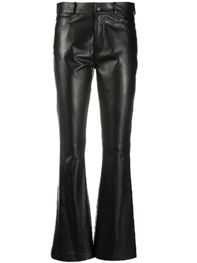 Shop Simonetta Ravizza Zea Bootcut Leather Trousers In Black