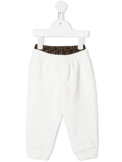 Shop Fendi Ff Trim Track Pants In White