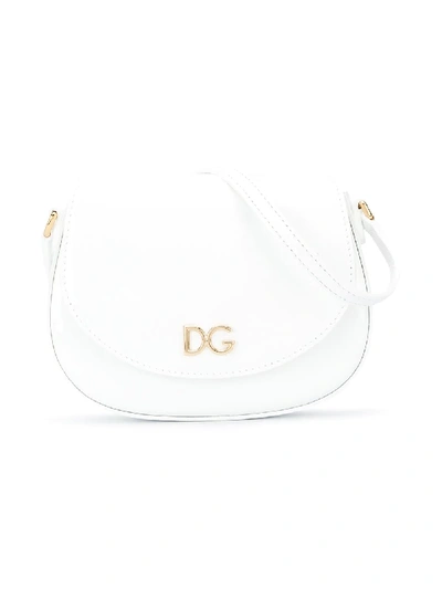 Shop Dolce & Gabbana Teen Logo Crossbody Bag In White