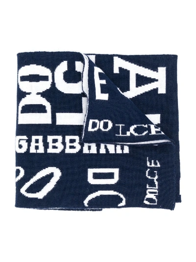 Shop Dolce & Gabbana Logo Print Scarf In Blue