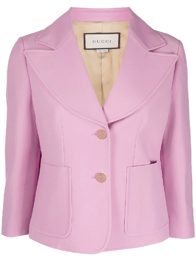 Shop Gucci Cropped Peak Lapels Blazer In Pink