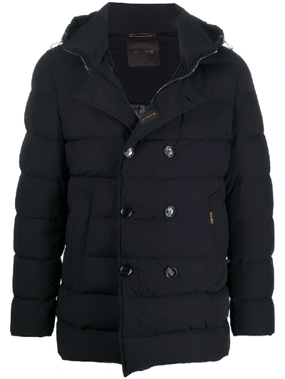 Shop Moorer Florio Double Breast Quilted Jacket In Blue