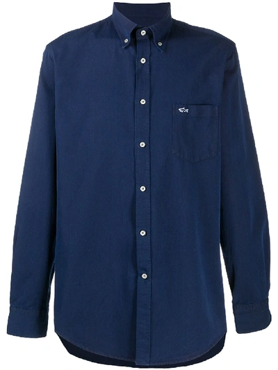 Paul & Shark Button-down Cotton Shirt In Blue