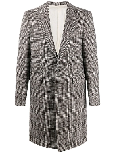 Shop Raf Simons Plaid-check Single-breasted Coat In Brown