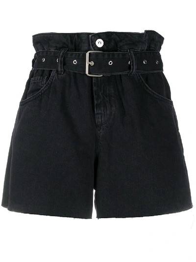 Shop Allsaints Jeans-shorts Mit Gürtel In Black